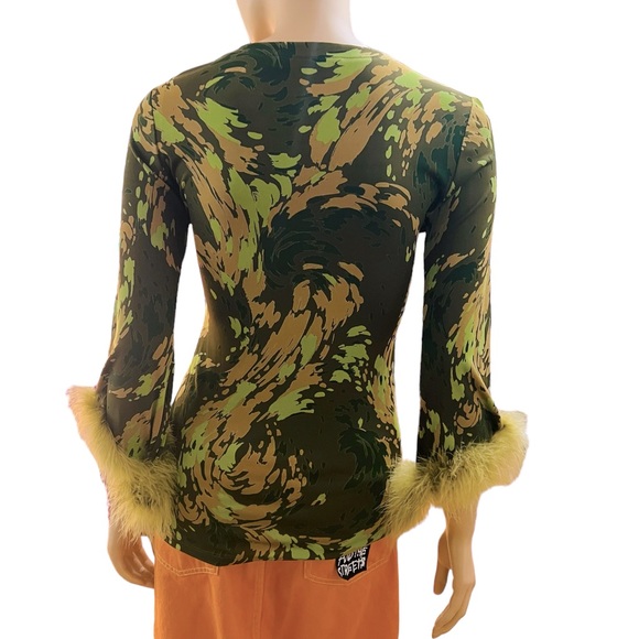 Lorena Conti Paris Niki Top Blouse w/ Feathers Small 100% Viscose Made in France - Picture 6 of 12